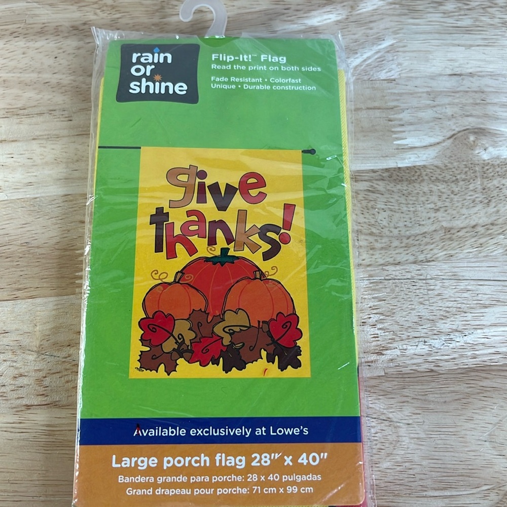 Give thanks large porch flag 28 x 40 Thanksgiving flag